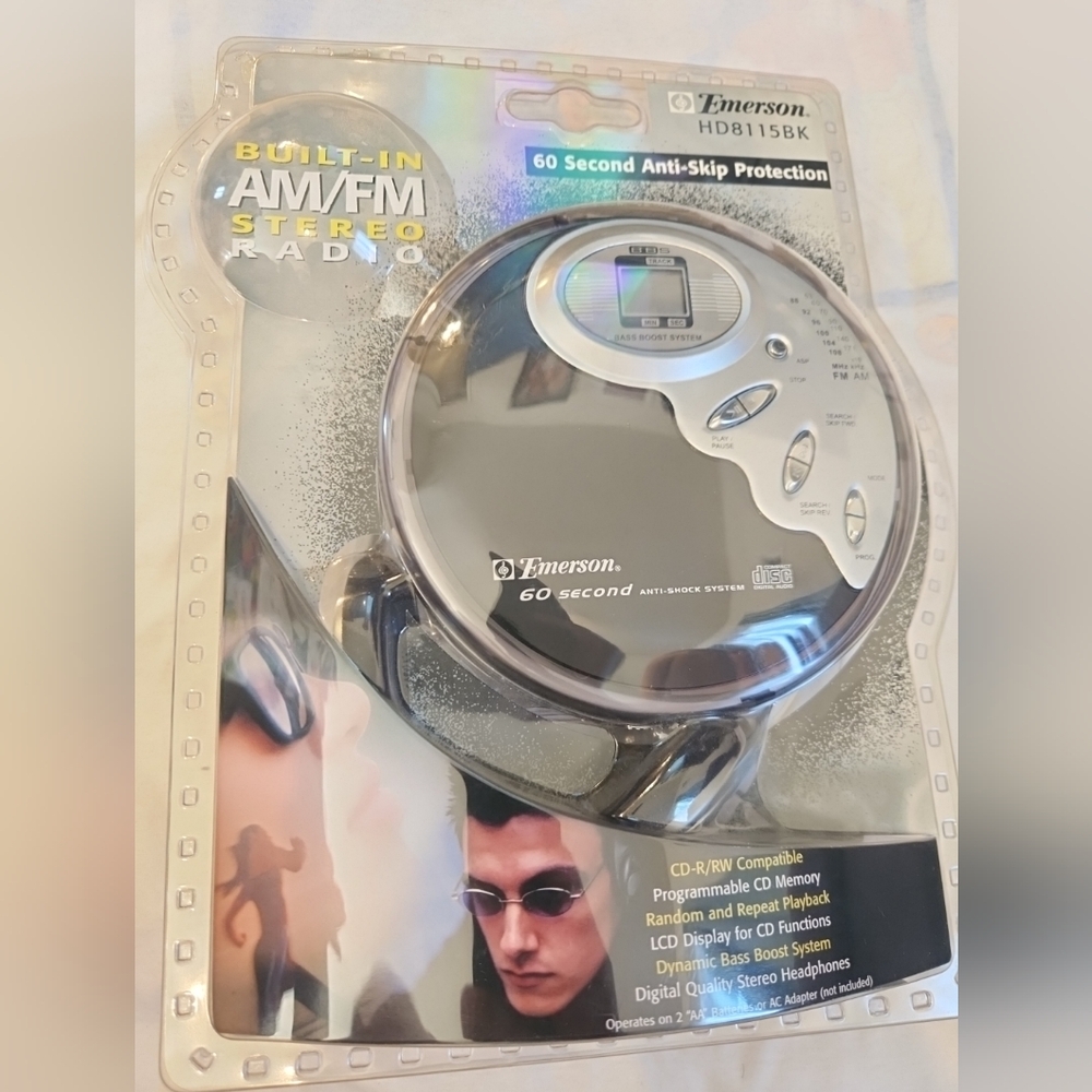 Vintage Emerson CD player with headphones